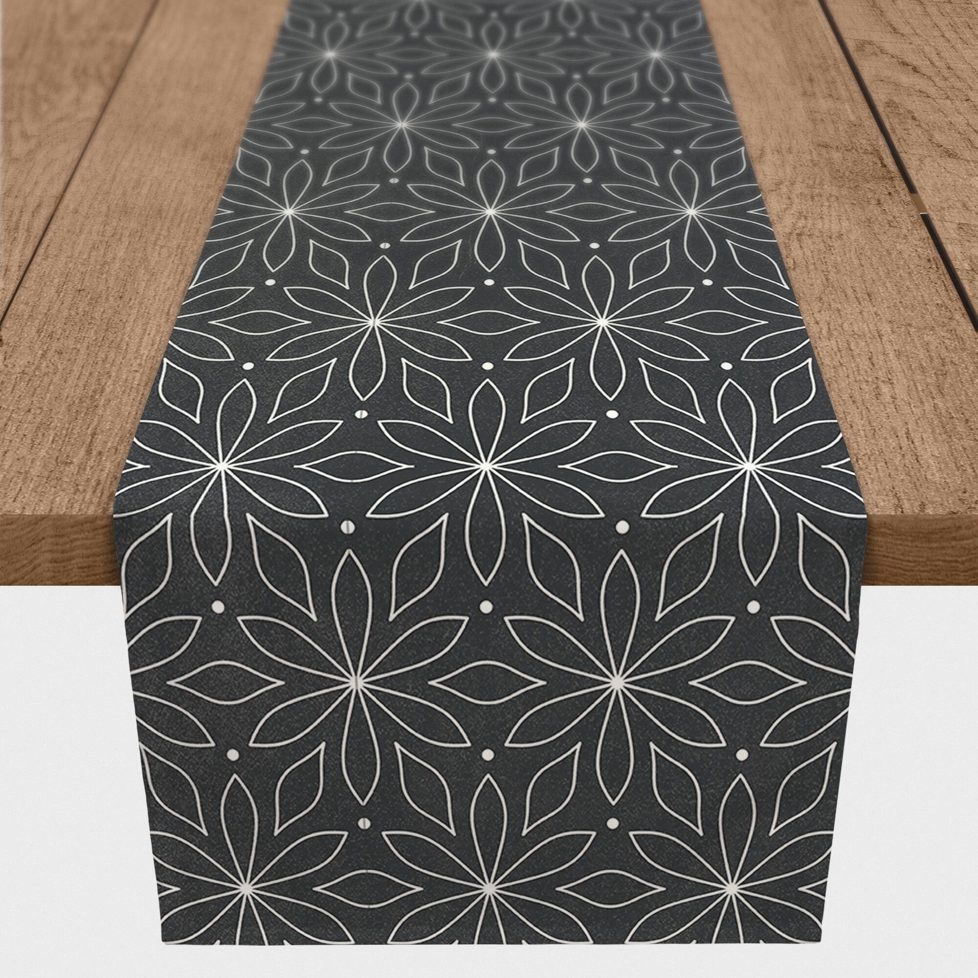 Monochromatic Flowers 16" x 72" Cotton Twill Runner